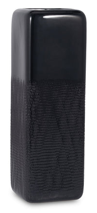  Vase carré rainuré de 18 po en céramique - noir