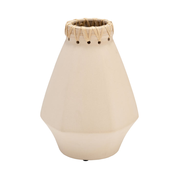 Vase de 10 po en céramique à motif tressé - naturel