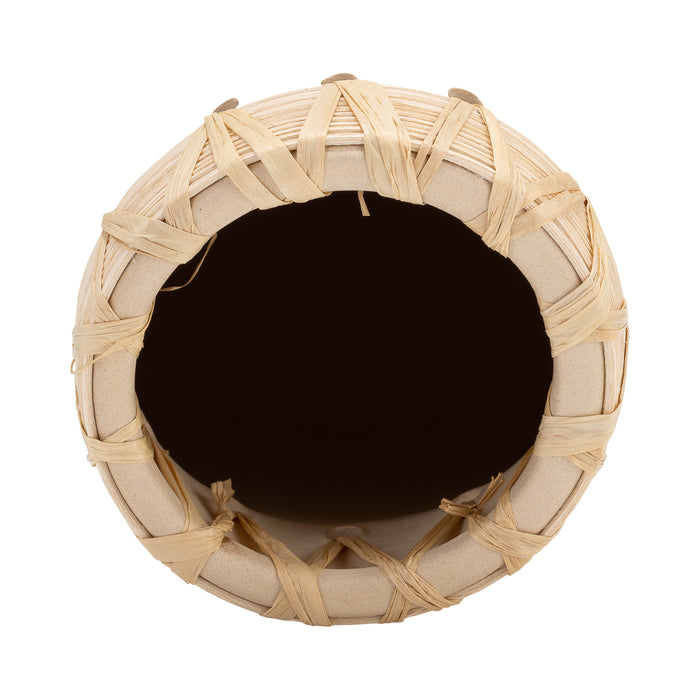 Vase de 10 po en céramique à motif tressé - naturel