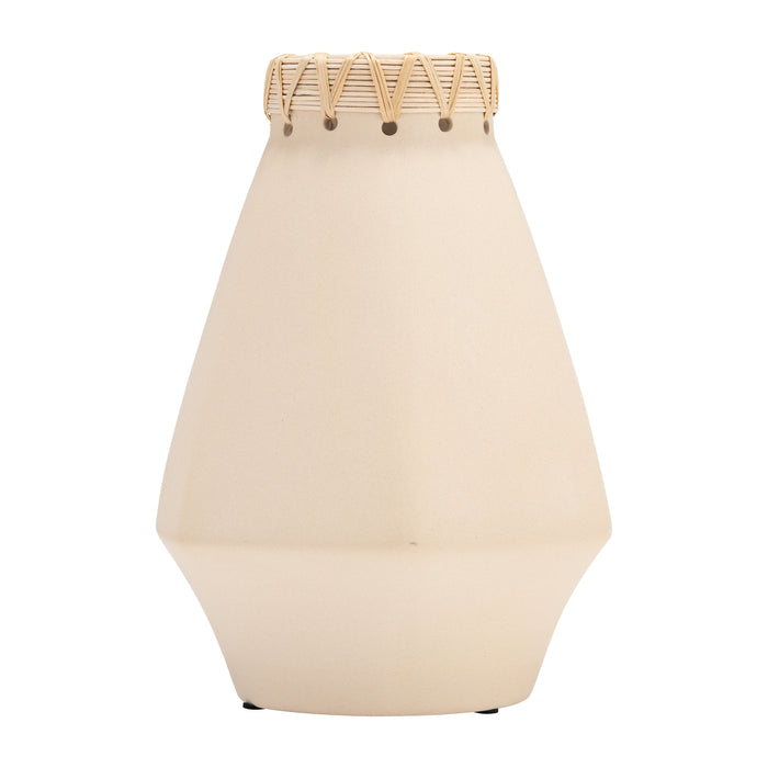 Vase de 10 po en céramique à motif tressé - naturel