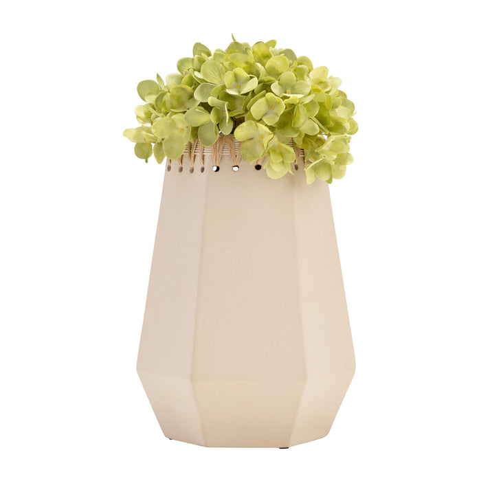Vase de 11 po en céramique à motif tressé - naturel