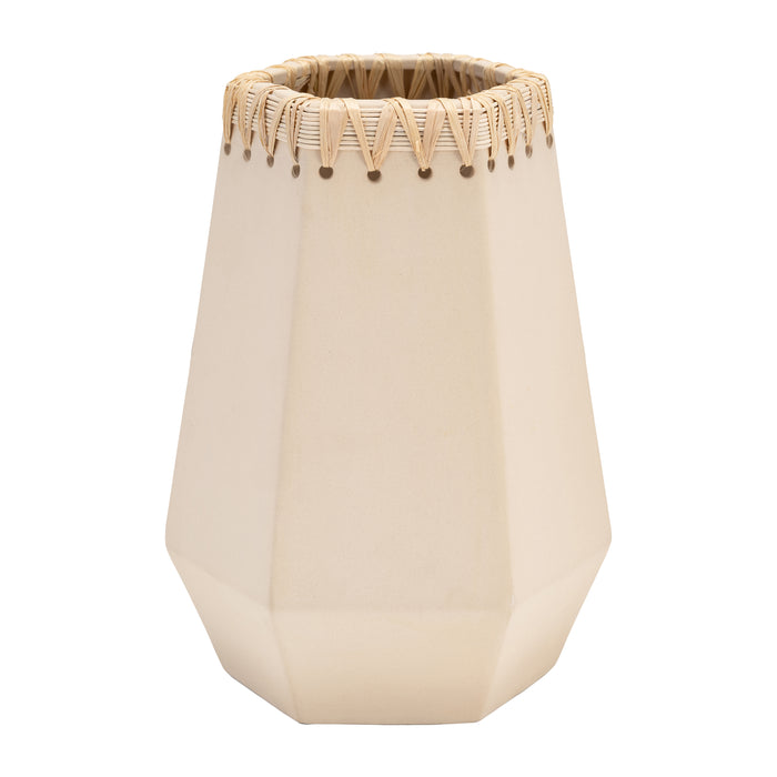 Vase de 11 po en céramique à motif tressé - naturel