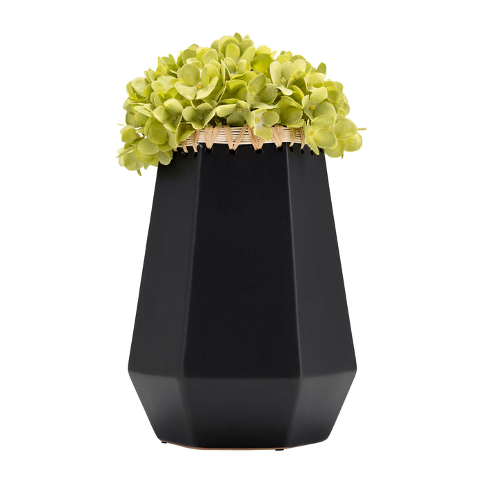Vase de 11 po en céramique à motif tressé - noir