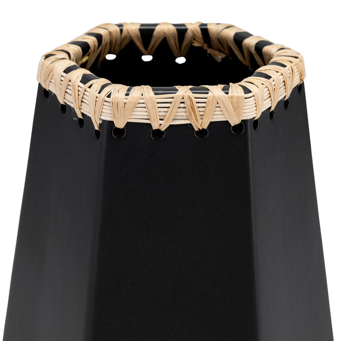 Vase de 11 po en céramique à motif tressé - noir