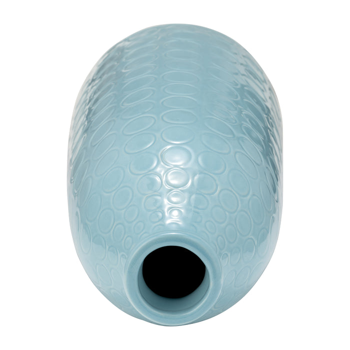Vase de 16 po en céramique à motif de cercle - brume turquoise