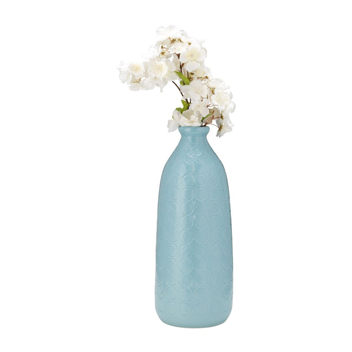 Vase de 16 po en céramique à motif de cercle - brume turquoise