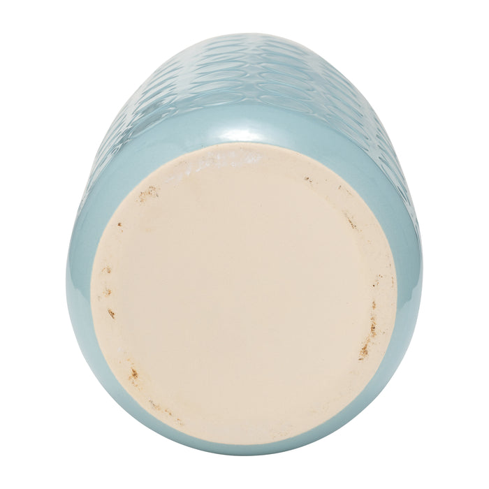 Vase de 16 po en céramique à motif de cercle - brume turquoise