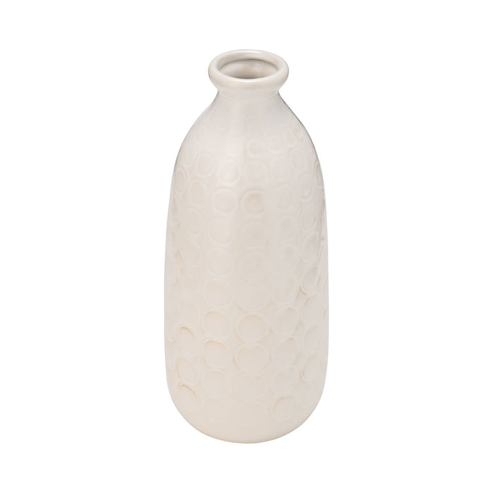 Vase de 12 po en céramique à motif de cercle - beige