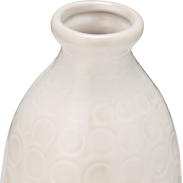 Vase de 12 po en céramique à motif de cercle - beige
