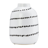 Vase à fleurs de 9 po en céramique à motif de points tourbillonnants - noir et blanc