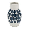 Vase à fleurs de 10 po en céramique à motif à pois bleu marine - blanc