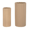 Vase cannelé de 10 po/13 po en céramique crème irlandaise - ensemble de 2