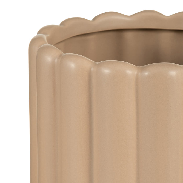 Vase cannelé de 10 po/13 po en céramique crème irlandaise - ensemble de 2