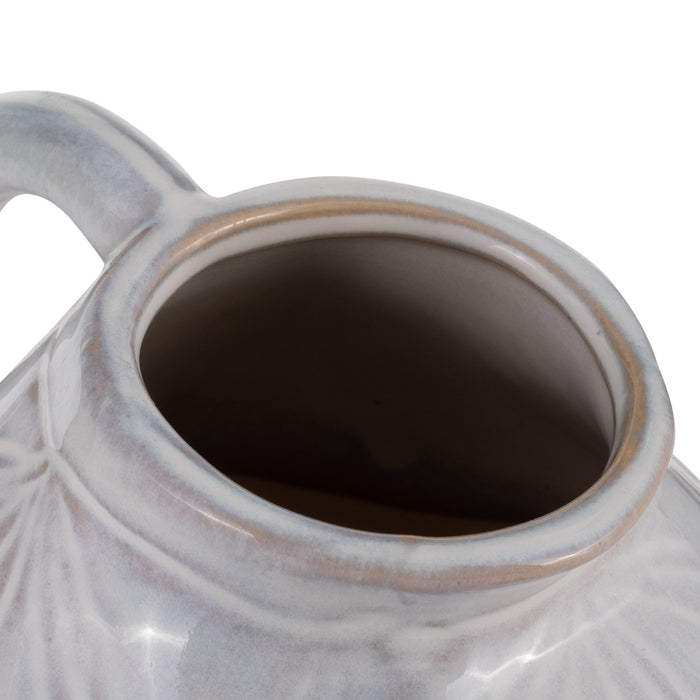Cruche de 8 po en céramique à motif tribal - ivoire