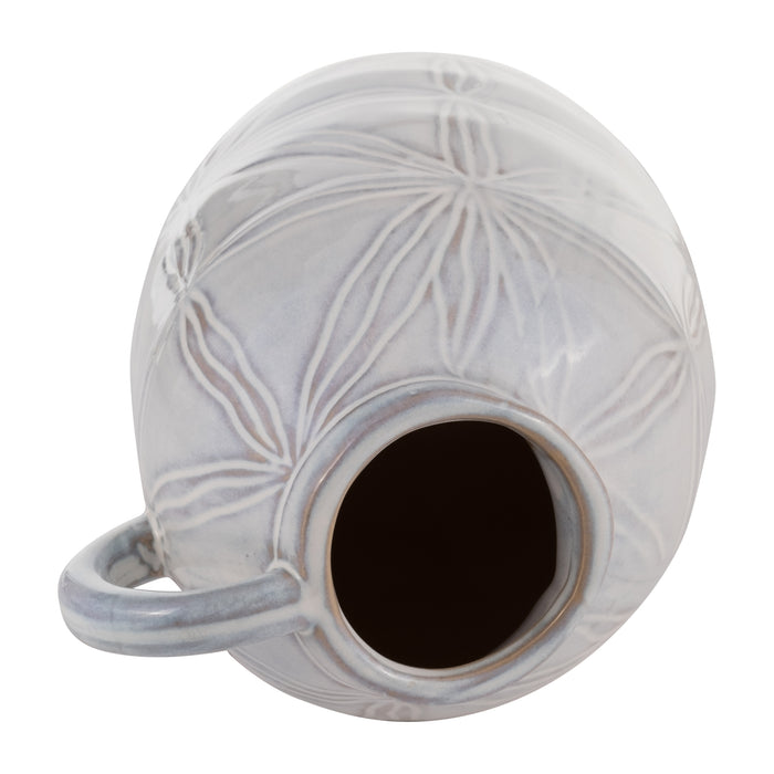 Cruche de 8 po en céramique à motif tribal - ivoire