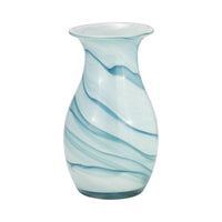 Vase deux couleurs de 11 po en verre - bleu et blanc