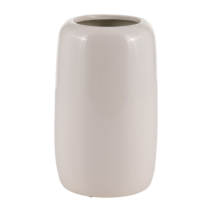 Vase de 8 po en céramique à motif bouquet de fleurs - ivoire