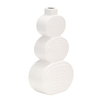 Vase de 10 po en céramique avec cercles superposés - blanc