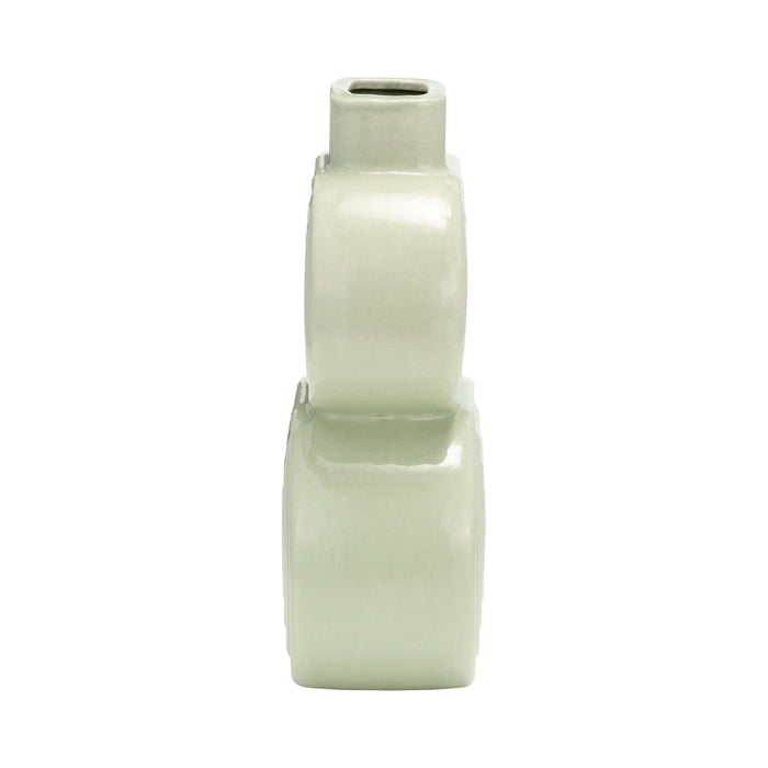 Vase de 10 po en céramique avec cercles superposés - concombre