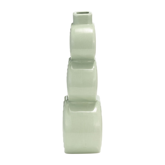 Vase de 12 po en céramique avec cercles superposés - concombre