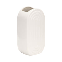 Vase ovale strié de 9 po en céramique - blanc