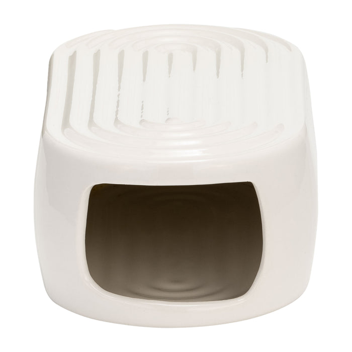 Vase ovale strié de 9 po en céramique - blanc