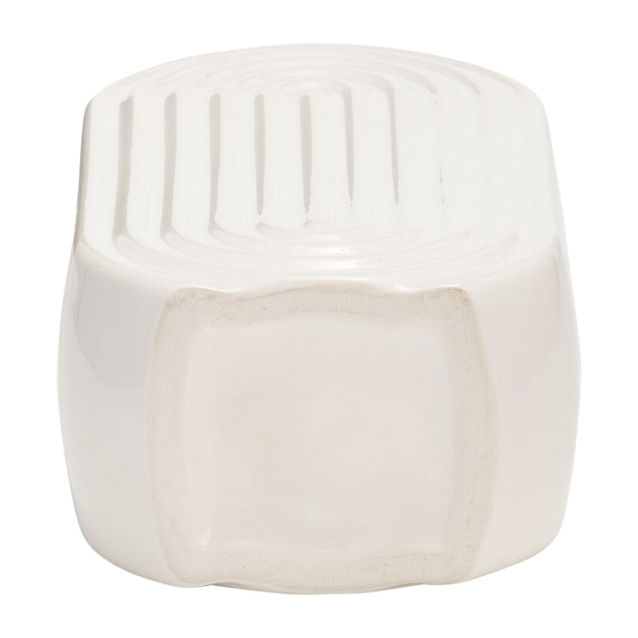 Vase ovale strié de 9 po en céramique - blanc