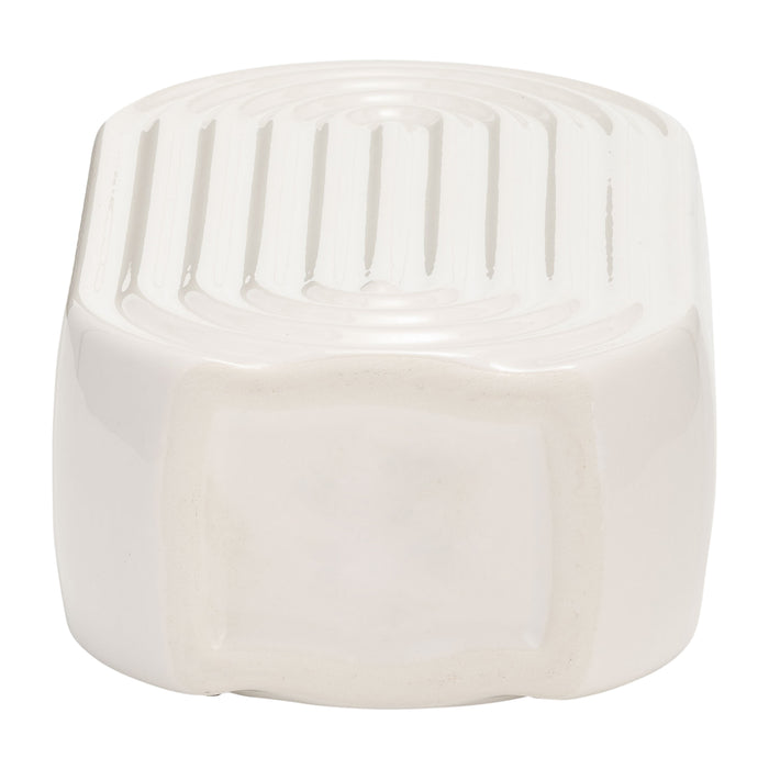 Vase ovale strié de 11 po en céramique - blanc