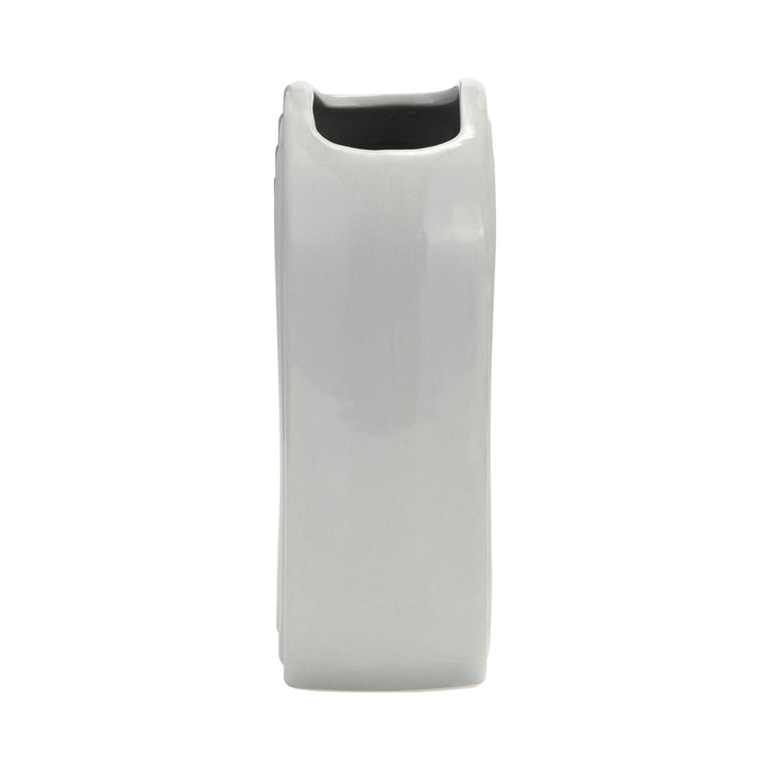Vase ovale strié de 9 po en céramique - glacier