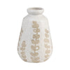 Vase de 9 po en céramique à motif botanique - ivoire
