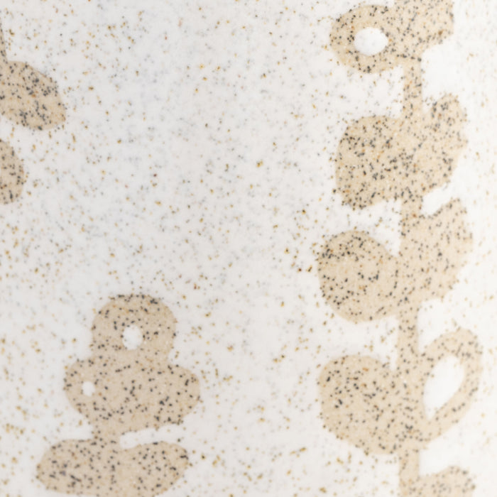 Vase de 9 po en céramique à motif botanique - ivoire