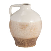 Vase carafe de 9 po en céramique - blanc et tan