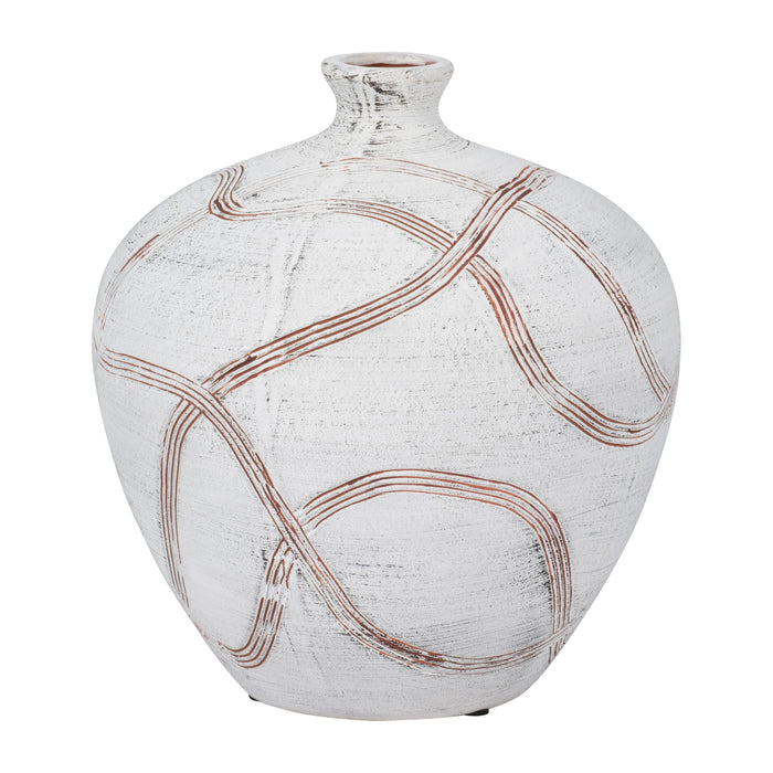Vase globe rond de 9 po en céramique - blanc