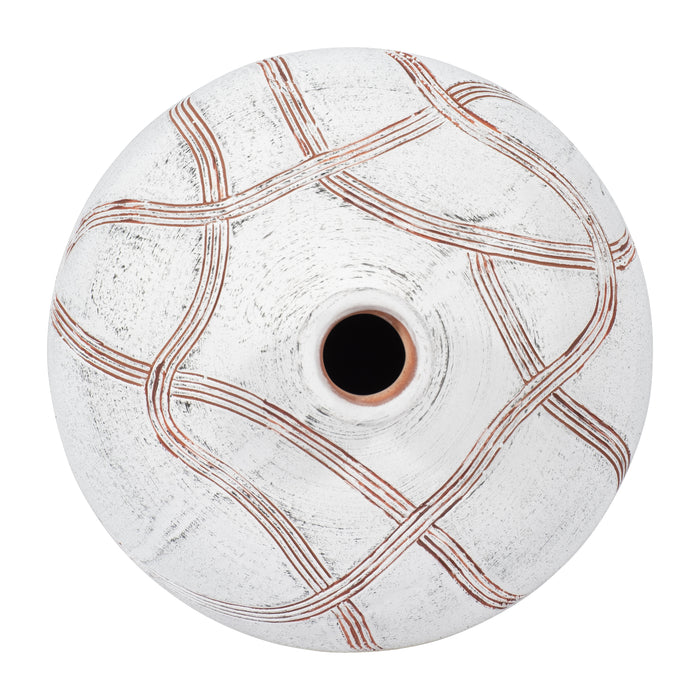 Vase globe rond de 9 po en céramique - blanc