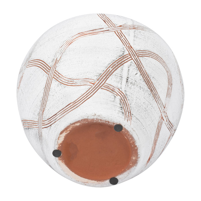 Vase globe rond de 9 po en céramique - blanc