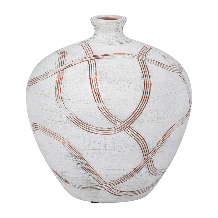 Vase globe rond de 9 po en céramique - blanc