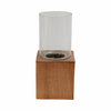 Bougeoir de 13 po avec base pilier carrée en bois - naturel