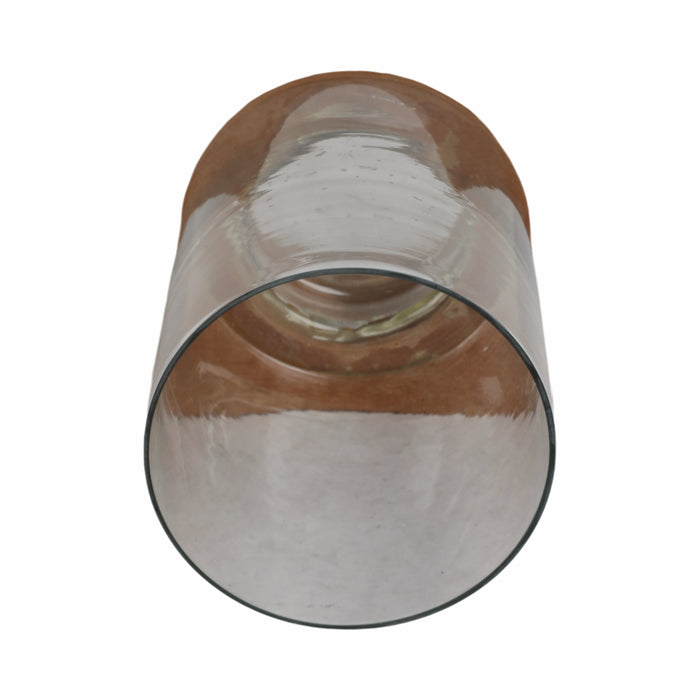 Bougeoir de 13 po avec base pilier carrée en bois - naturel