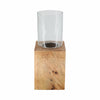Bougeoir de 15 po avec base pilier carrée en bois - naturel