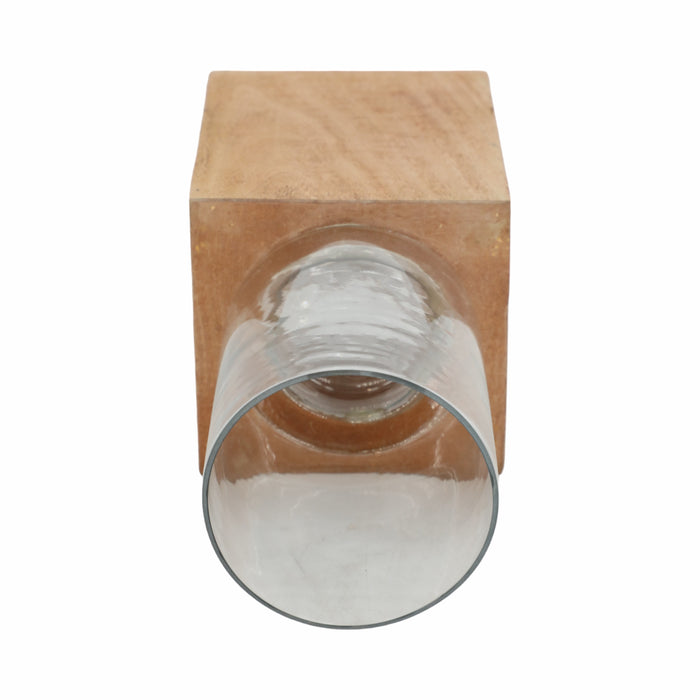 Bougeoir de 15 po avec base pilier carrée en bois - naturel