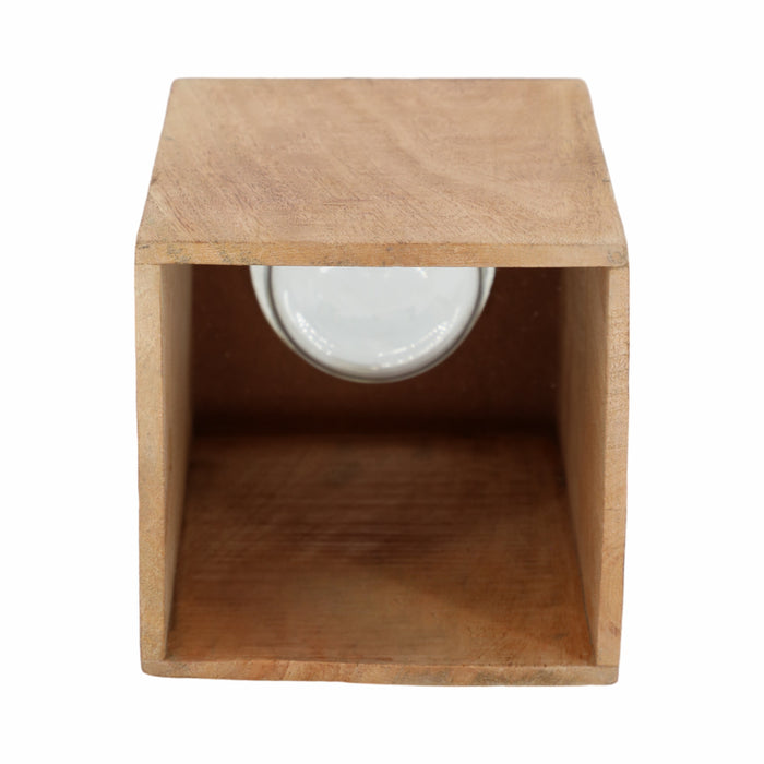 Bougeoir de 15 po avec base pilier carrée en bois - naturel