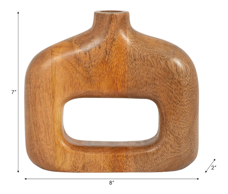 Vase de 7 po en bois avec découpe - naturel