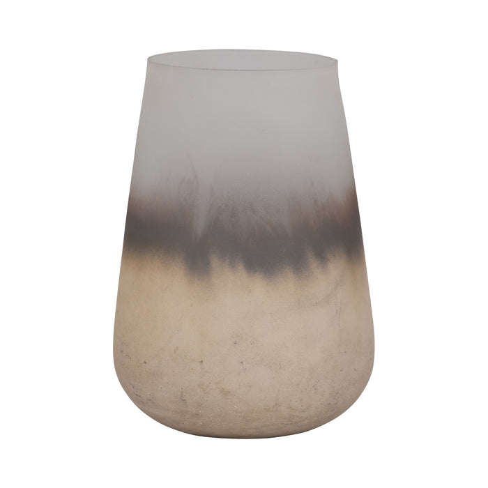Vase de 9 po en verre au fini antique - ivoire