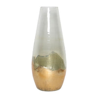 Vase trempé de 11 po en verre transparent - doré