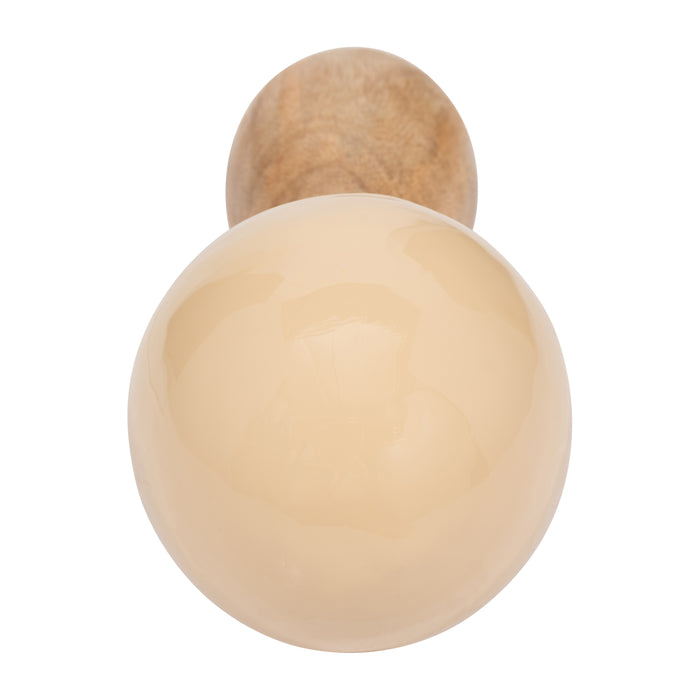 Champignon conique de 8 po en bois - ivoire