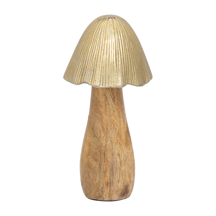 Champignon de 8 po en bois avec dessus en métal - doré