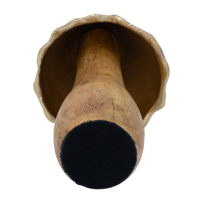 Champignon de 8 po en bois avec dessus en métal - doré