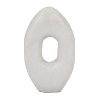 Sculpture ovale de 9 po en marbre - blanche