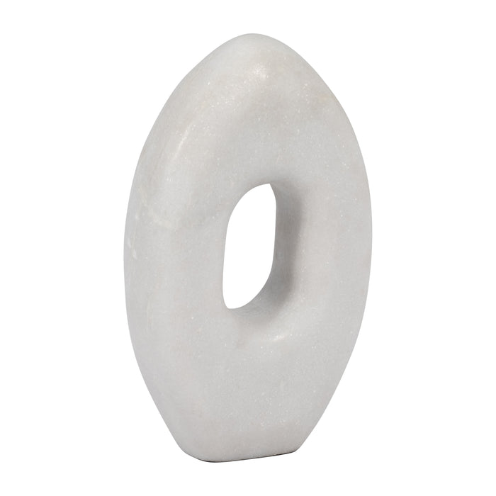 Sculpture ovale de 9 po en marbre - blanche