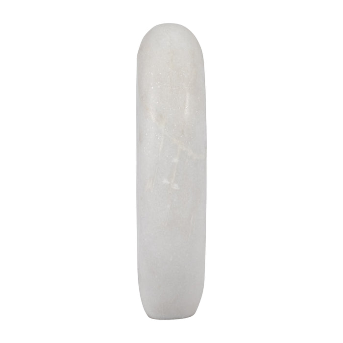 Sculpture ovale de 9 po en marbre - blanche